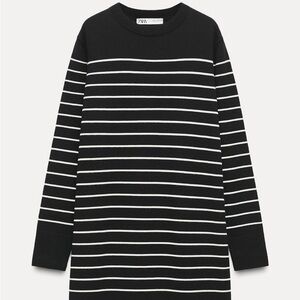 Zara Maxi Long Sleeve Striped Sweater Dress